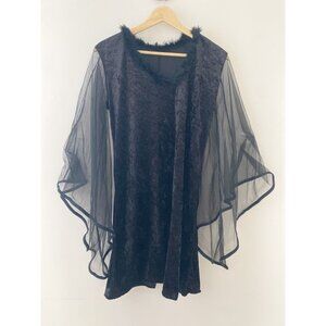 Rubie's Costumes Vintage Velvet Dress Butterfly Sleeves Black